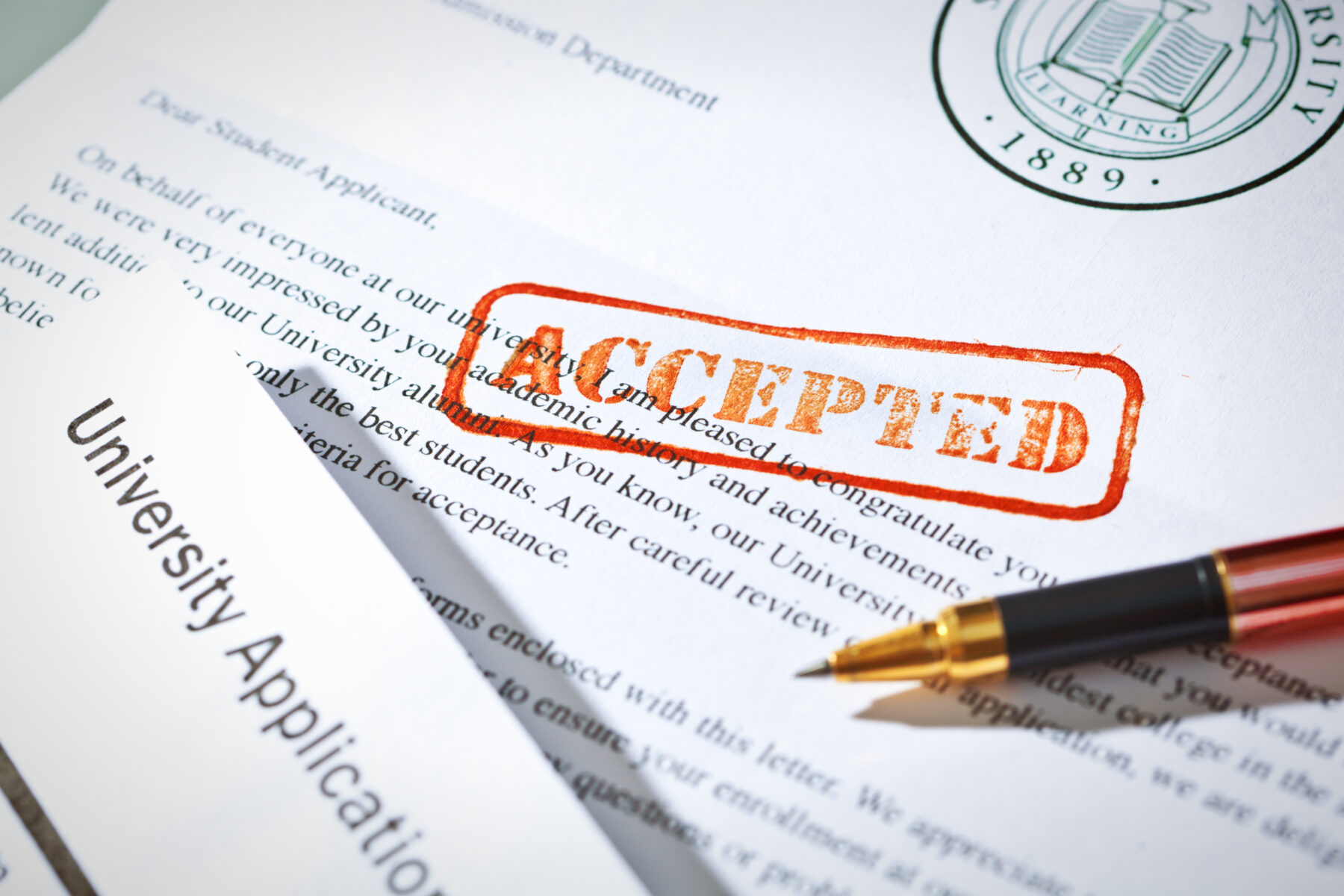 College acceptance letter