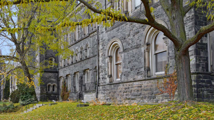 a photograph of a building on a college campus
